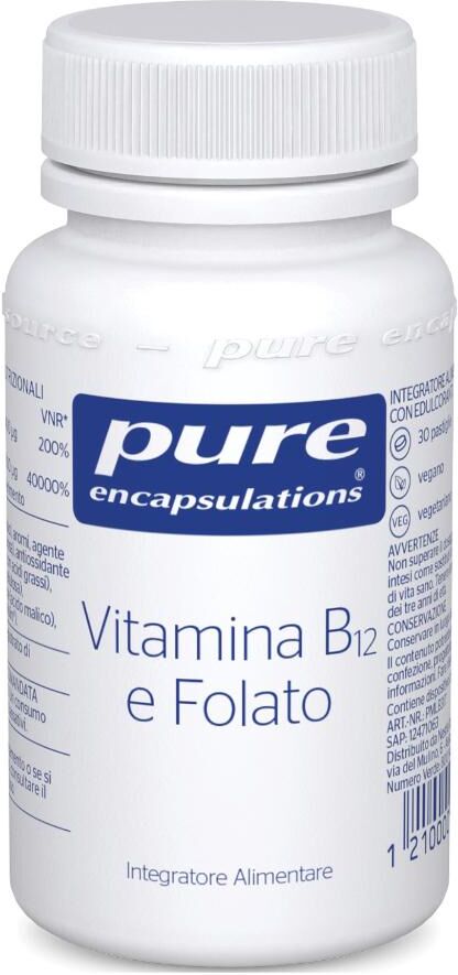 NESTLE' ITALIANA SpA Pure Encapsulations Vitamina B12 e Folato 30 Pastiglie - Integratore Alimentare per Supporto Energetico