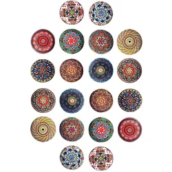 KERAMIKKNÖPFEN Set mit 20 mit verschiedenen floralen Vintage-Motiven 40 mm Durchmesser.