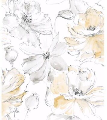 York Wallcoverings Floral Dreams Yellow Wallpaper