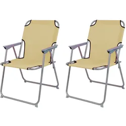 2 Stück Campingstuhl Stoff Oxfort Metall Beige