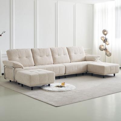 Loedds 141.73-Inch 4-Seat Chenille Modular Sectional Sofa with 2 Ottomans