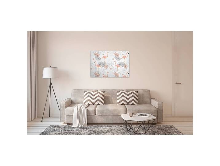 Tableau déco Flamingos Vibes Polyester PVC / Épicéa Rose foncé 90 x 60cm