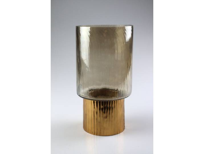 Kerzenhalter AM DESIGN aus Metall , gold, B:10cm H:19cm, Eisen, Glas, Kerzenhalter, Kerzenhalter, 2er Set, BxH: 10x19 cm
