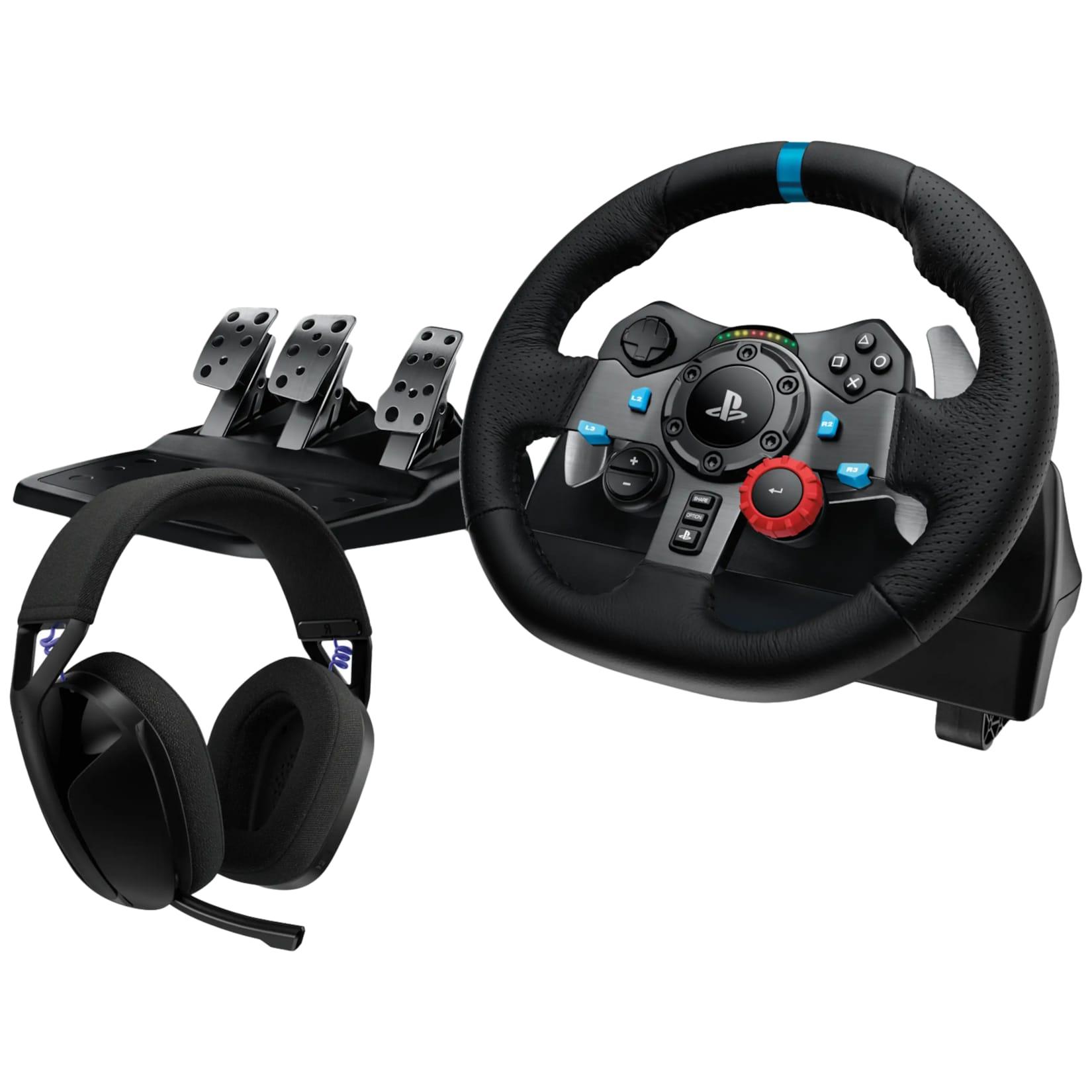 Logitech G29 EU + G321 Driving Force Lenkrad und Pedale + Kabelloses LIGHTSPEED Gaming-Headset (Lenkrad und Pedale kompatibel mit PS5 / PS4 / PC PS5 / PS4 / PC, Gaming-Headset kompatibel mit PS5, PC, Nintendo Switch)