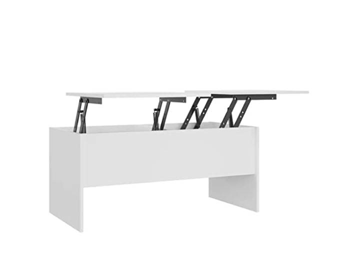 vidaXL Couchtisch Höhenverstellbar Kaffeetisch Beistelltisch Wohnzimmertisch Sofatisch mit Stauraum Weiß 102x50,5x46,5cm Holzwerkstoff
