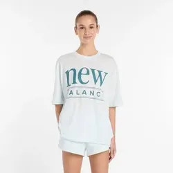NEW BALANCE Damen Shirt Reimagined Oversized T-Shirt, Größe XL in Blau 6156
