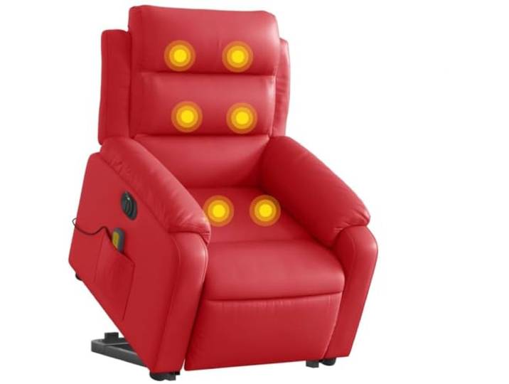 vidaXL Massagesessel mit Aufstehhilfe Elektrisch Rot Kunstleder