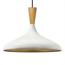 Bamyum Champion aus Holz Metall E27 Moderne Weiß Pendelleuchte