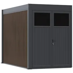 Weide Anbau-Gartenhaus Gerätehaus Aluminium & WPC 3,6 x 2 m Anthrazit/Teak