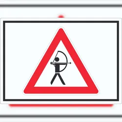 HB-Druck Achtung Bogenschießen Aufkleber Symbol A6 (105x148mm)