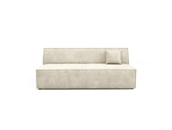 BETTSOFA TESSO Ecru Kordstoff mit Schlaffunktion