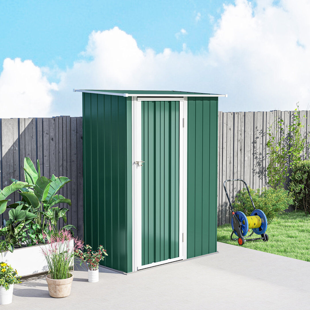 Outsunny 5ft x 3ft Garden Storage Shed Waterproof Sloped Roof Green 142cm W X 86cm D X 189cm H