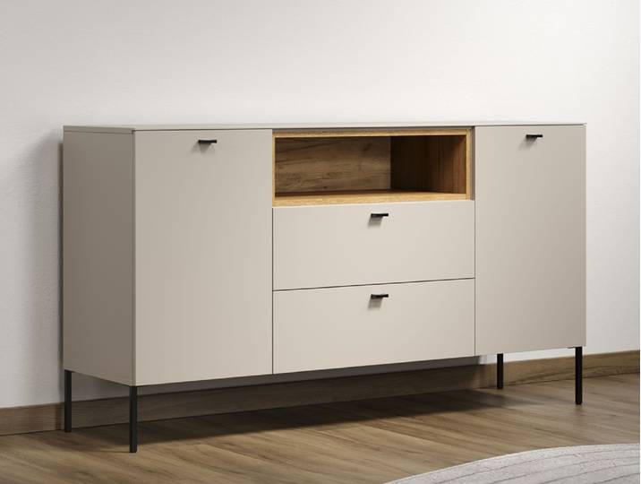 Sideboard Sao Paulo , Kaschmir / Evoke Eiche / schwarz