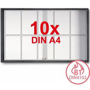 Showdown-Displays Schaukasten anthrazit, B1, innen, 10 x A4, magnetisch, abschließbar,schwer entflammbar