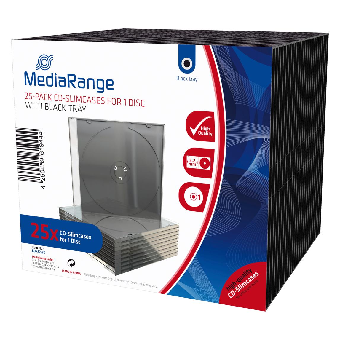 MediaRange CD Slimcase 1Disc Black 25 R Leerhüllen Kapazitaet LEER (BOX32-25)