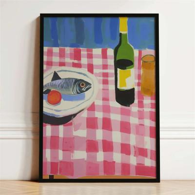 Inspire Essentials French Kitchen Wall Art Canvas Lemon Wine Poster For Dining And Home Decor 12