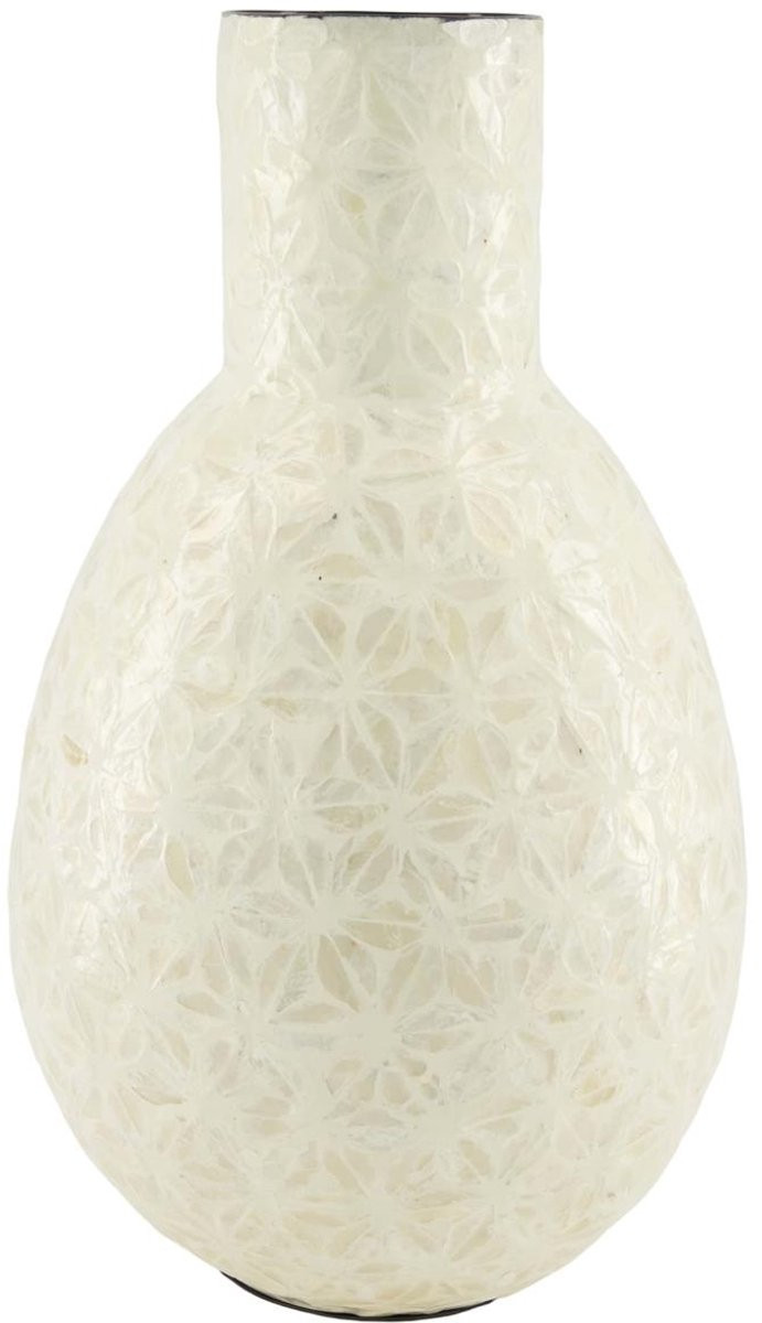 Dijk Natural Collections Vaas Capiz Bamboe Wit Ø22 x h37 cm