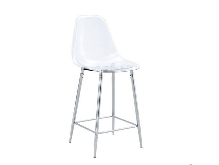 Tabouret de bar lot de 2 – transparent plastique métal gris – design contemporain – hauteur d'assise 65 cm