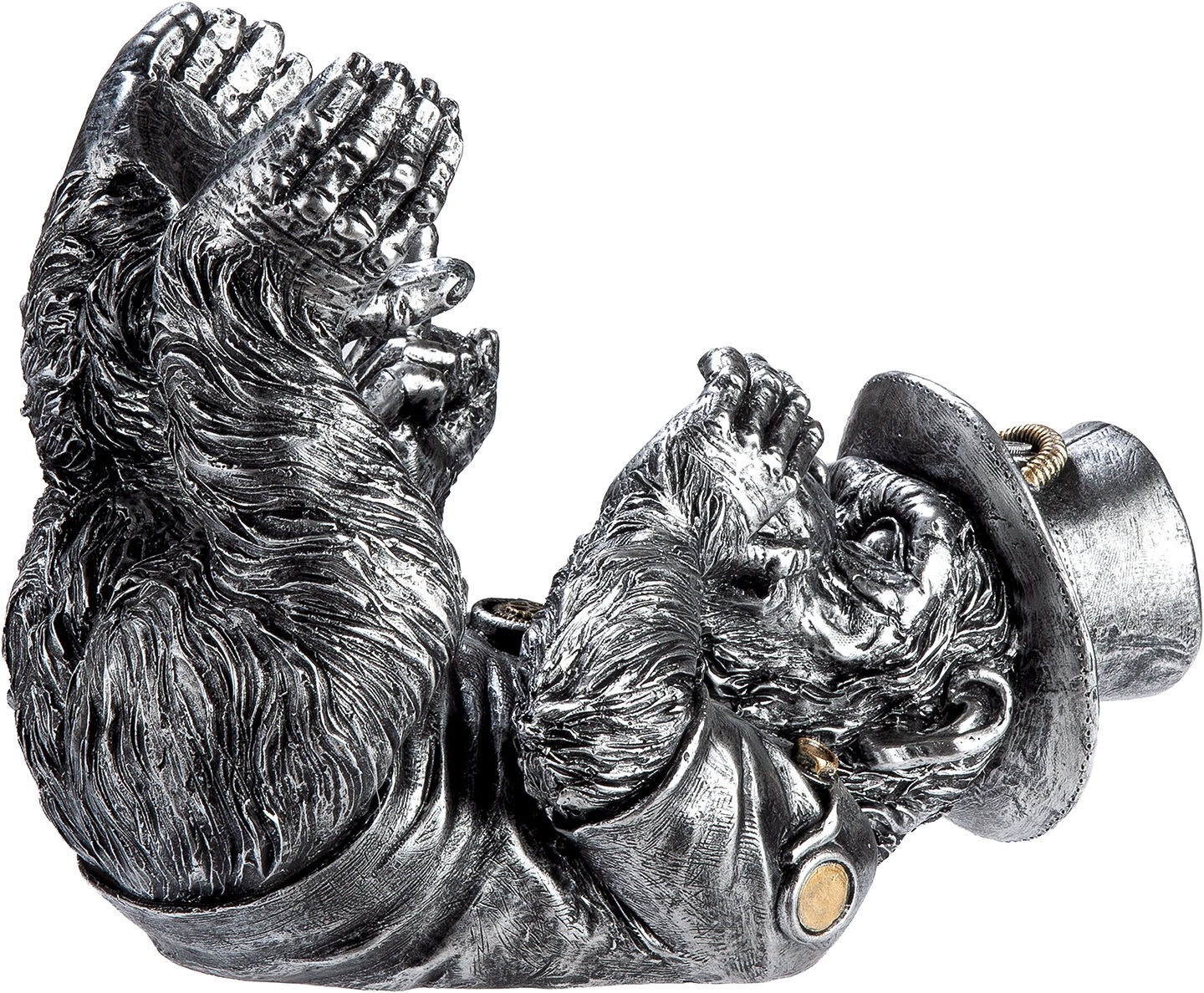 Flaschenhalter CASABLANCA BY GILDE "Flaschenhalter Affe Steampunk Monkey", silberfarben, B:27,5cm H:20,5cm L:16,5cm, Kunststoff, Flaschenhalter, Flaschenhalter silberfarben Einheitsgröße