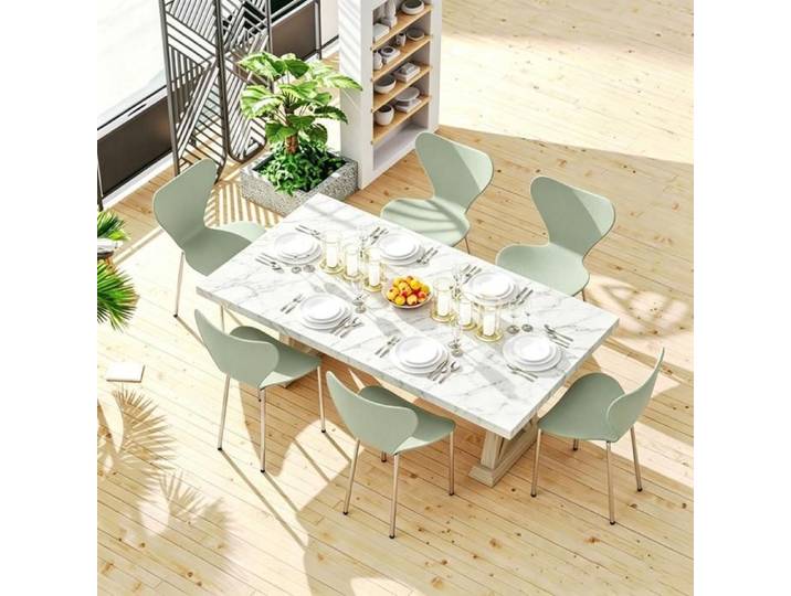 VIVOLILV Lot de 6 Chaises de Salle Manger en PP Design Scandinave Moderne Empilable Chaises de Cuisine Siège Intérieur extérieur