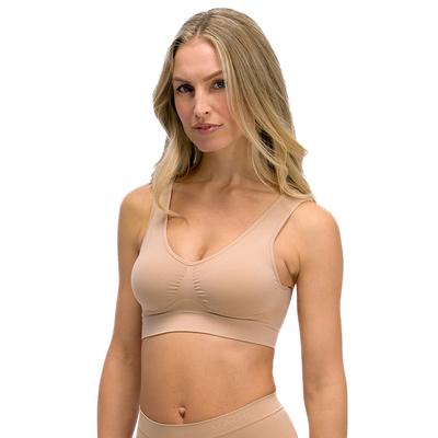 Bügelloser BH MAGIC BODYFASHION "Comfort Bra", Damen, Gr. M, N-Gr, beige (cappuccino), Obermaterial: 89% Polyamid, 11% Elasthan, BHs, bequemer, nahtloser und bügelloser BH