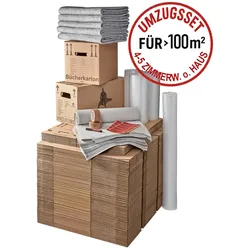 BB-Verpackungen GmbH Umzugskomplettpaket 4 bis 5 Zimmer-Wohnung + Häuser (100x Kartons 4x Folie 4kg Papier 2x Klebeband 5x Decken 20x Etiketten 1x Stift) BB-Verpackungen