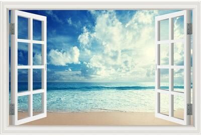 Uplift Essentials "3D Ocean View ""Window To Paradise"" Wall Sticker style 2 28x40inch (70x100cm)"