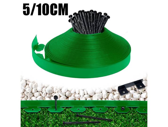 Bordure de jardin 5/10M avec 30 piquets, Kit de bordure de paysage, bobine de bordure de jardin pour parterre de fleurs de jardin et pelouse