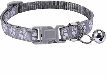 Uplift Treasures Adjustable Safety Bell Ring Necklace Pet Colorful Paw Print Pet Collar With Bell gray