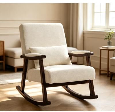 Mid Century Modern Accent Chair rocking chair with Solid Wood Frame