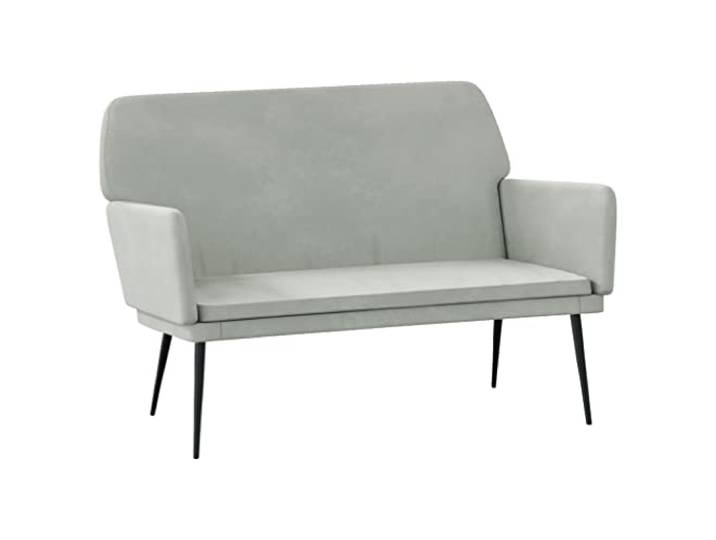 hliofuir Sitzbank Samt Polsterbank mit Armlehnen Hellgrau 108x79x79 cm Gemütlicher 2-Sitzer mit tiefer Sitzfläche und stabiler Rückenlehne für Schlafzimmer, Wohnzimmer oder Eingangsbereich.