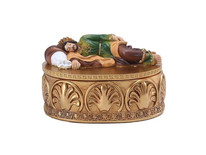 Figurine religieuse chrétienne du Sainte Joseph, boîte à bijoux, icône en résine, ornements de maison, décoration sacrée catholique, cadeaux
