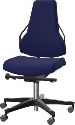 Arbeitsstuhl Dauphin Tec Identity, ohne Armlehnen, Synchronmechanik, Muldensitz, Lordosenstütze, Stoffbezug, blau/blau