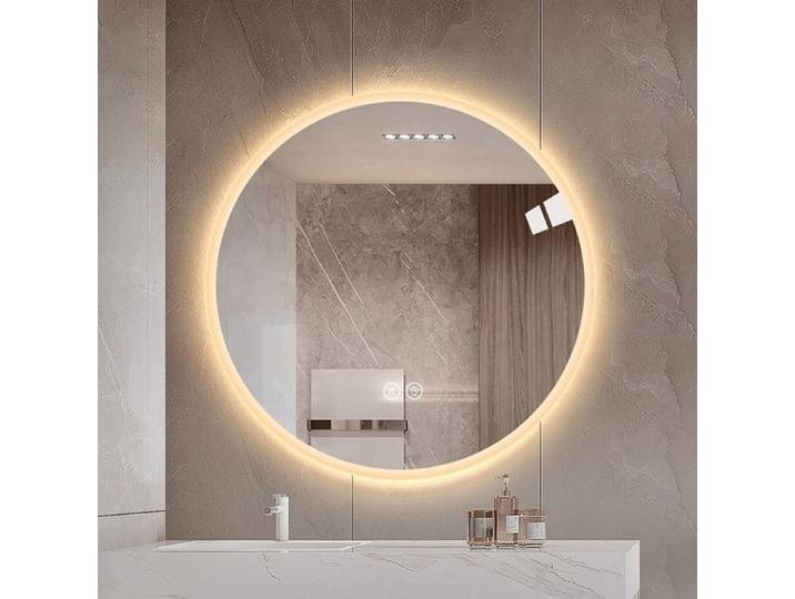 Miroir de salle de bain LED rond 80 cm miroir intelligent pour décoration moderne anti-buée