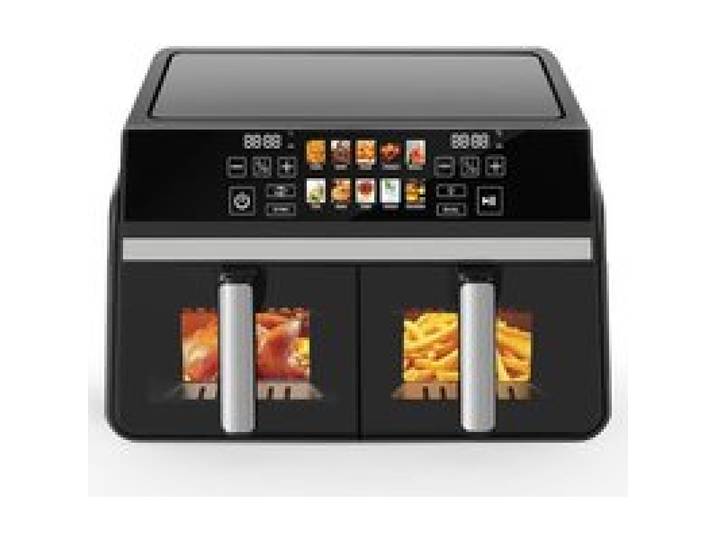 Friteuse à air chaud - NETTLIFE - 2 compartiments 10 L (5+5 L) - SYNC & DUAL double zone - Écran tactile - 2200 W