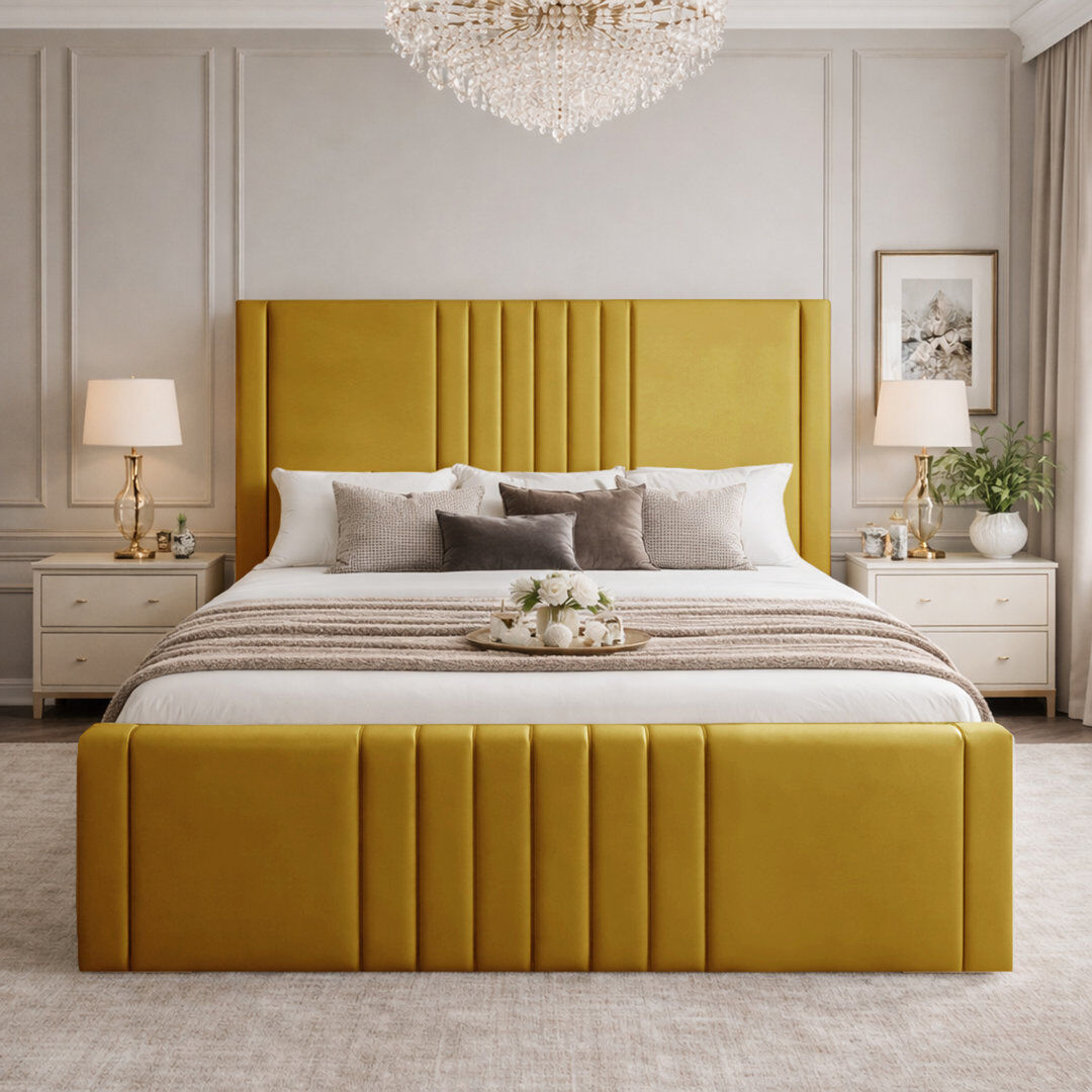 Canora Grey Haisley Upholstered Storage Bed Frame Turmeric Kingsize (5')