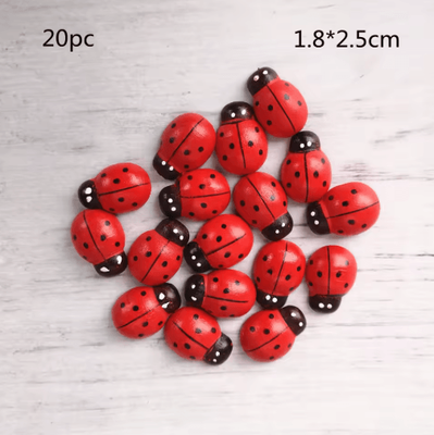 Inspire Picks Wooden Ladybug Decor Large Miniature Fairy Garden Ornament For DIY Crafts 20pc 18x25mm