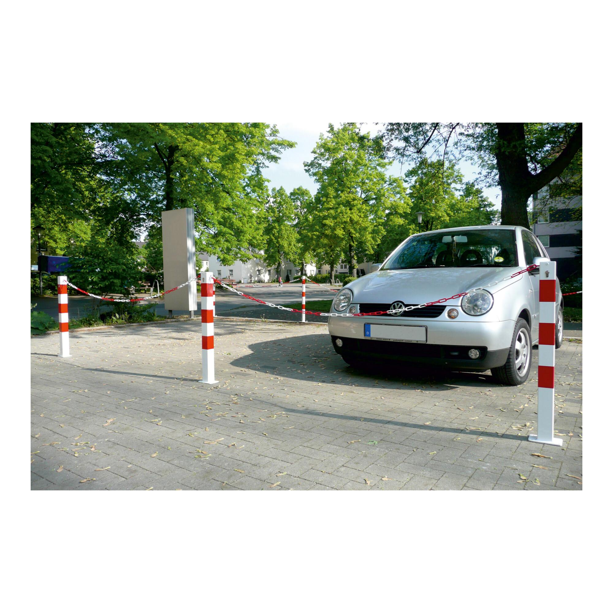 Schake Sperrkettenpfosten 4711P+1 Vierkantrohr 70x70mm, Überflur 900 mm + Schließmechanik, Profilzylinderschloß, feuerverzinkt)