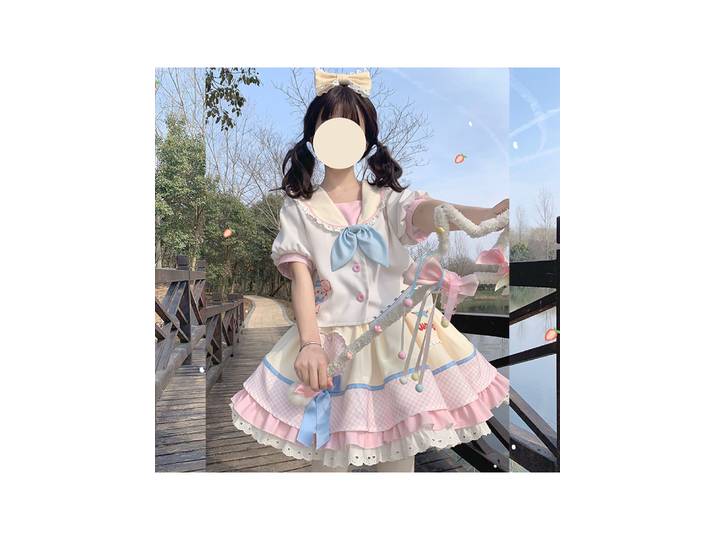 Lolita – ensemble haut et demi-jupe Original pour fille japonaise, mignon et doux, ensemble de Campus d'été pour étudiante