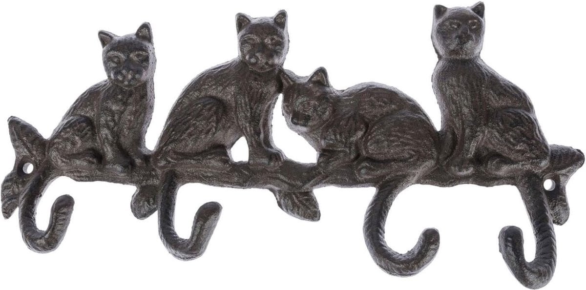 Homescapes hakenrek met 4 kattenkapstokhaken