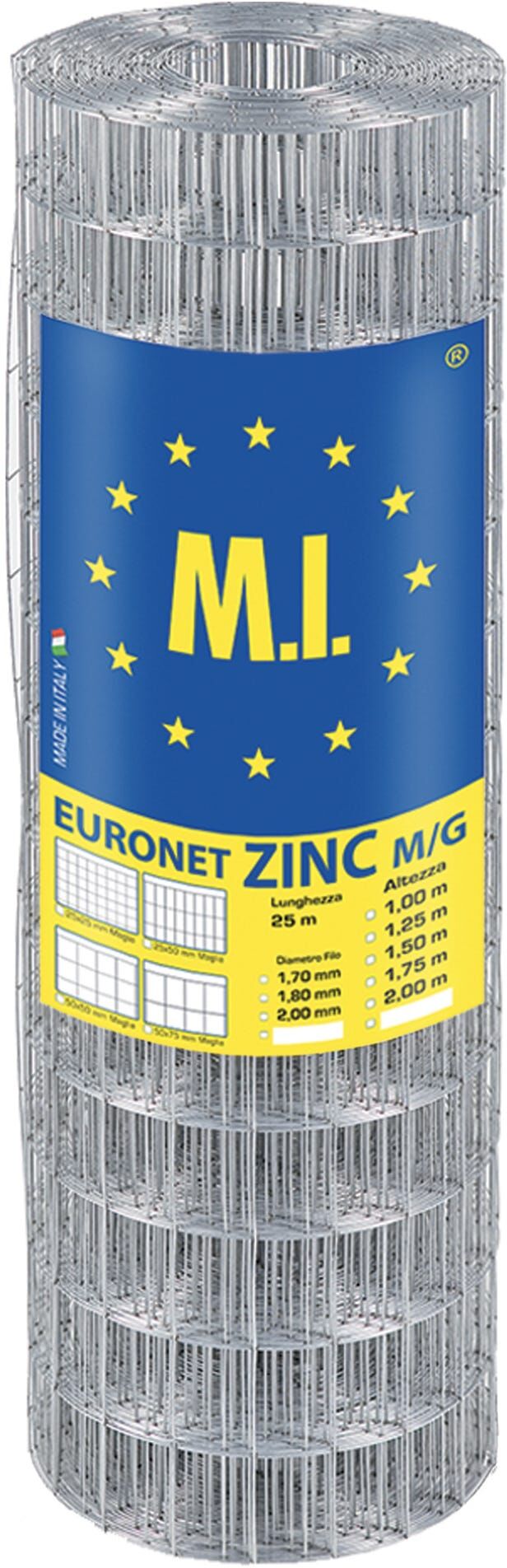 Metallurgica Irpina RETE ZINCATA 1,25x25 m FILO ⌀ 1,70 mm MAGLIA 50x75 mm