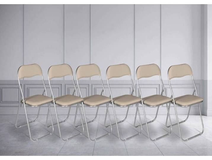 Dmora Ensemble de six chaises pliantes couleur sable Mesures 43 x 47 x 78 cm