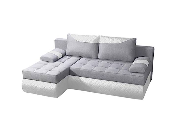 BROMARKT Ecksofa mit Schlaffunktion Sofa mit Bettkasten Hellgrau Links Wohnlandschaft Eckcouch Freistehend Couch Polstercouch Schlafcouch Stauraum 200 cm Breite 4 Sitzer Schlafsofa