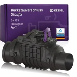 Kessel Staufix Rückstauverschluss 730125 DN 125, mit 2 Kunststoffklappen, freiliegende Abwasserleitung