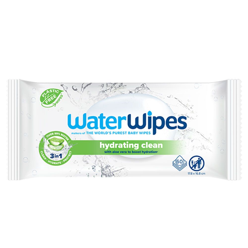 Gilbert Waterwipes Lingette Hydratante Compostable - imprégnée 3 en 1. sachet 60 St Tücher