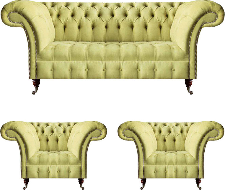 Polstermöbel Chesterfield 3-delige stoffen sofa set voor de woonkamer