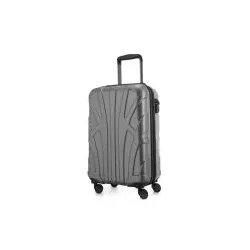 Suitline -  Bordgepäck Koffer Handgepäck 55x35x20 cm, Trolley Hartschale matt, 4 Rollen, ABS, TSA, Silber