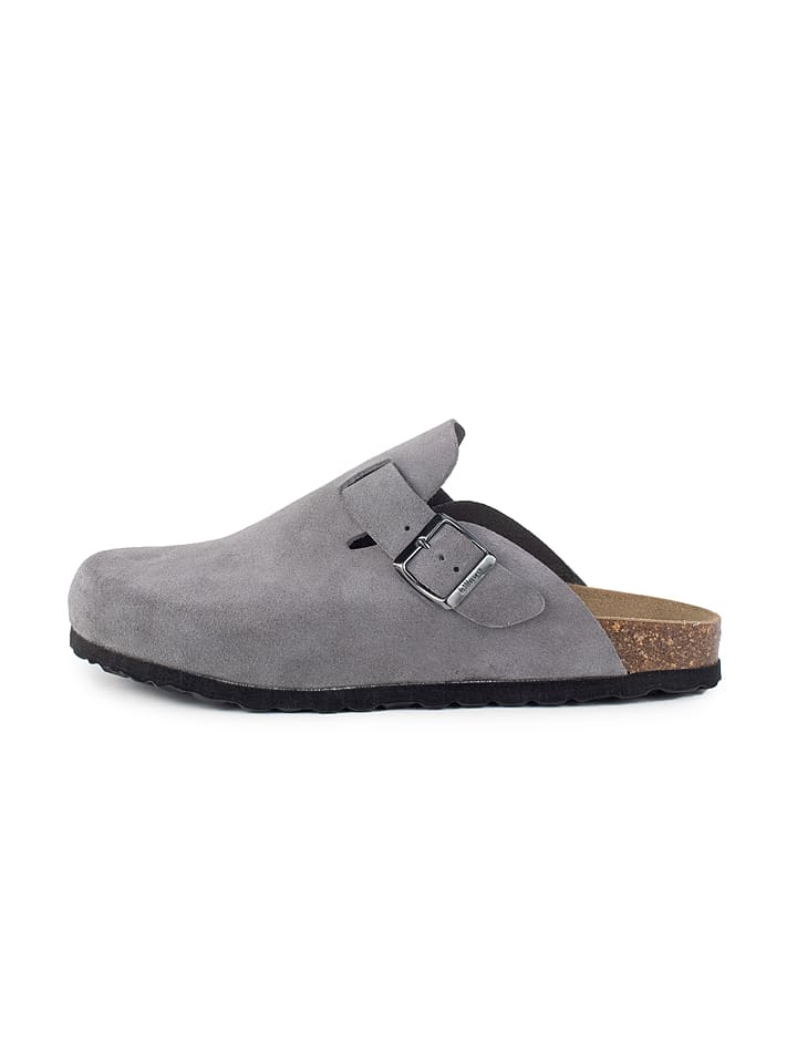 billowy Leder-Clogs in Grau - 44