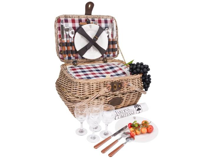 Panier pique-nique sarlat - rouge, blanc, bleu - 4 personnes