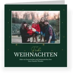 Weihnachtskarte: Sternenmuster mit Fotos in Grün
